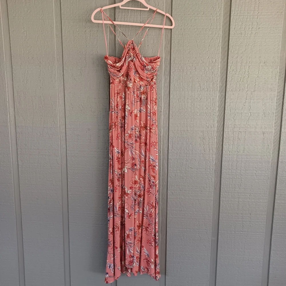 Free People One Step Ahead Maxi Dress Size Women M Floral Smocked Viscose Boho